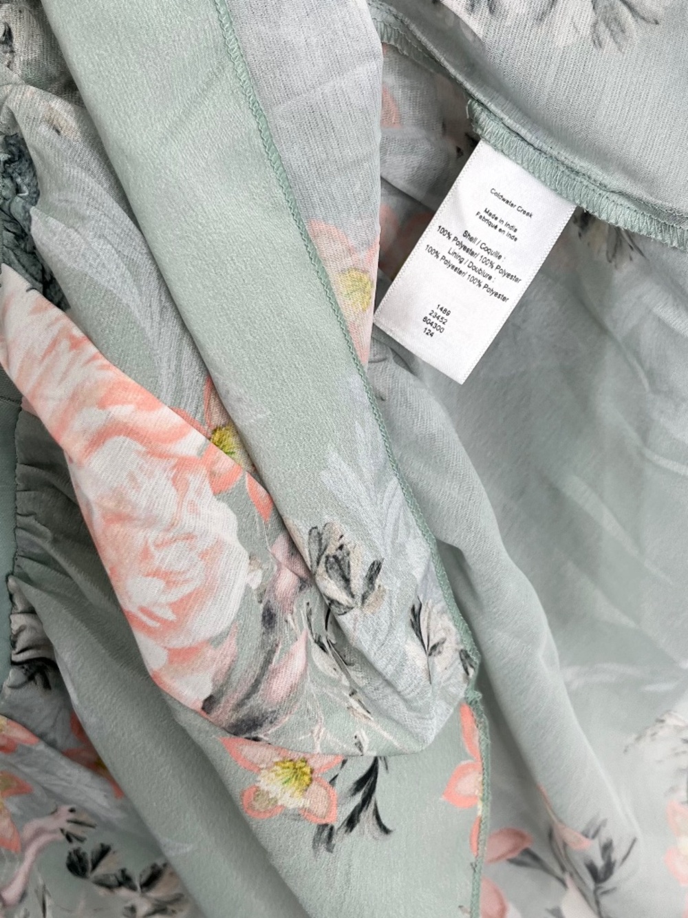 Coldwater Creek Mint Green Floral Short Sleeve Dress - Picture 6 of 8